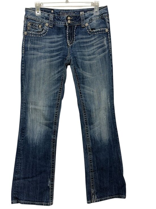 Miss Me for Buckle mid-rise bootcut embroidered embellished jeans women's sz 28 - Picture 2 of 10